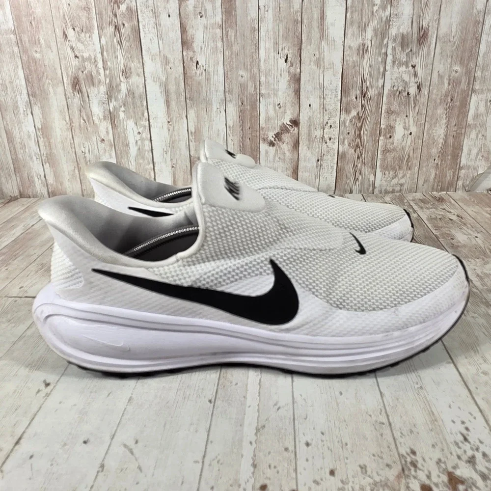 Nike Revolution 7 EasyOn Mens Running Shoes White Black HQ2414-100 Size 14